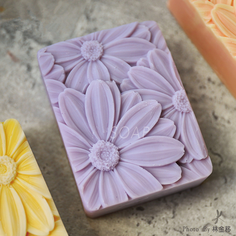 Soap Making Things - 最新！！ !3d エレガントなひまわり石鹸型長方形シリコーン石鹸金型 DIY 手作り石鹸バー型ローションバー用