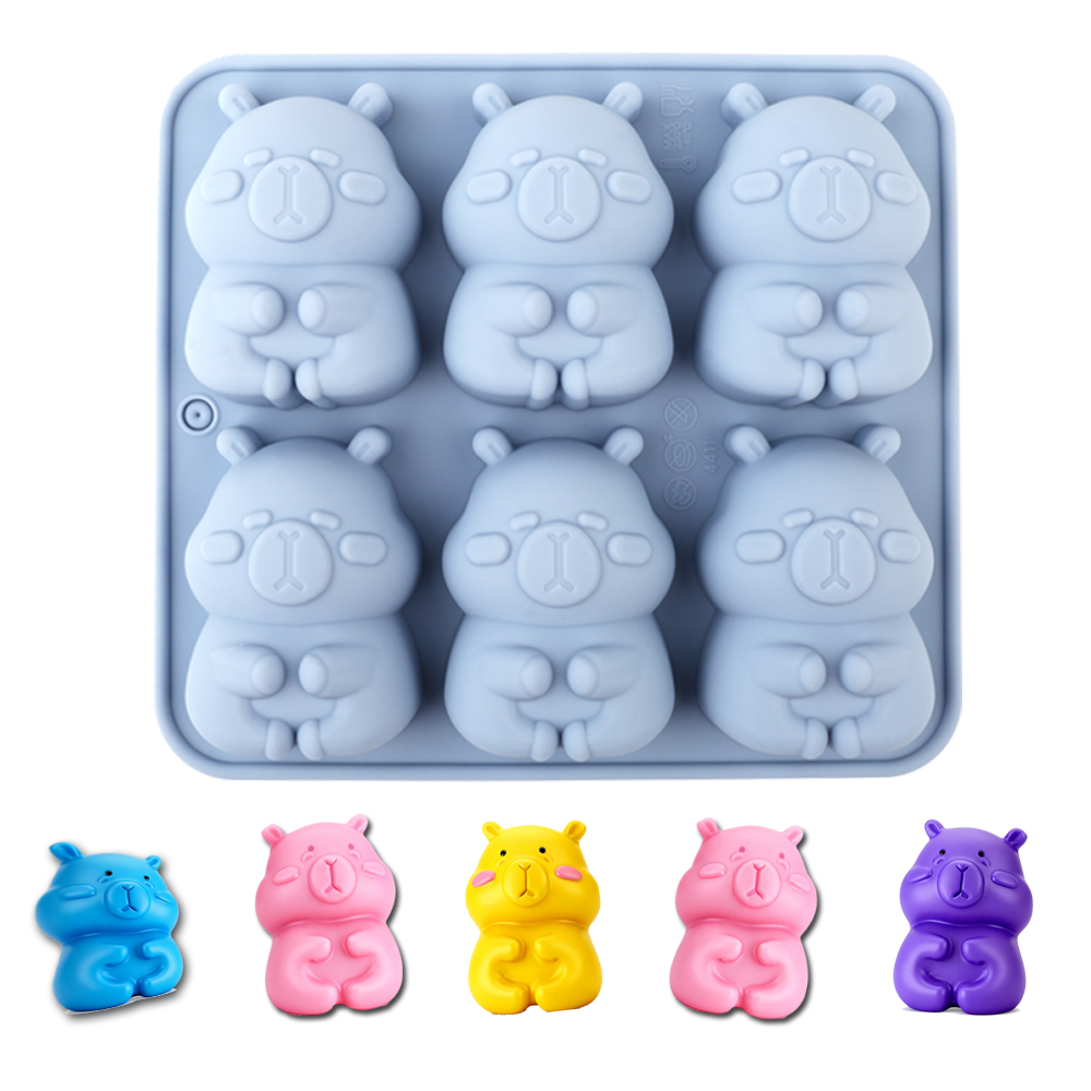 Soap Making Things - かわいいカピバラの形をしたシリコンケーキ型1個。チョコレート、ケーキ、プリン、ゼリー、キャンディー、ケーキデコレーション、クマの形のキャンドル、手作り石鹸、工芸品、その他のキッチン用品を作るのに使用できるベーキング型です。