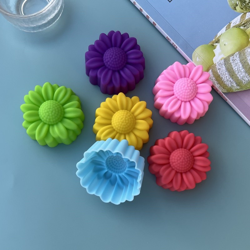 Soap Making Bar - 6個セット ノンスティック 花柄 シリコンモールド チョコレート プリン