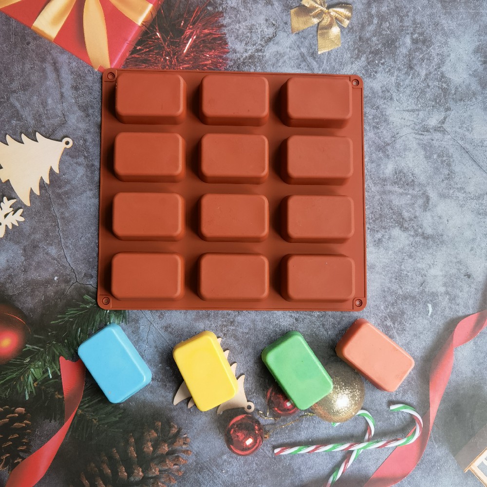 Soap Making Things - 12キャビティスクエアシリコン石鹸型キャンドルキャンドルキャンドルキャンドルキャンディーワックスアマセラピーモールドクラフト装飾3D DIY手作りツール