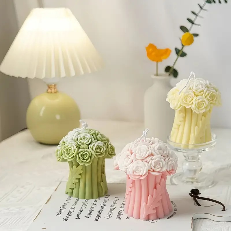 Quality Soap Making Kit - 最高品質のバラの花束シリコンキャンドルモールドDIY手作りクリエイティブフラワーアロマセラピー石膏樹脂石鹸作り用品キット