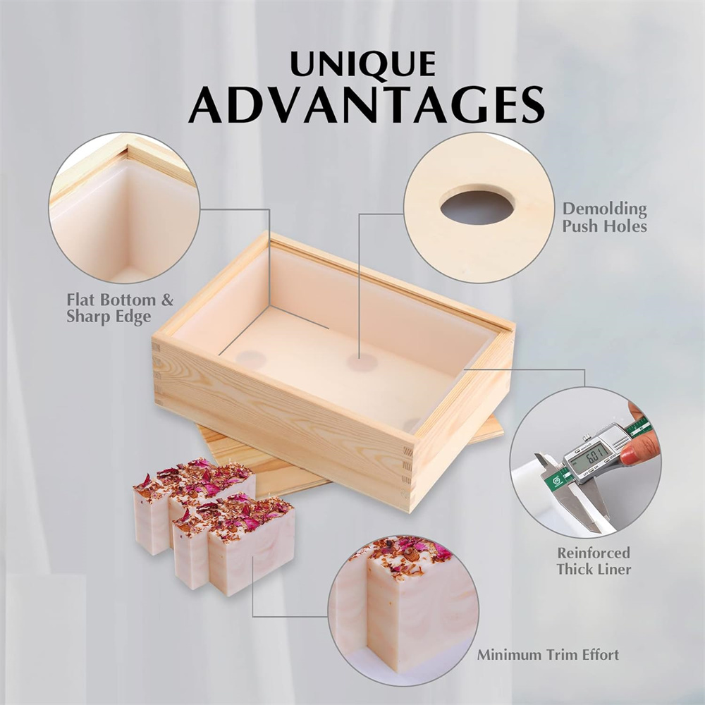 大型石鹸型長方形シリコンライナーモールド木箱と蓋付き DIY - Soap Making Things のレビューと価格
