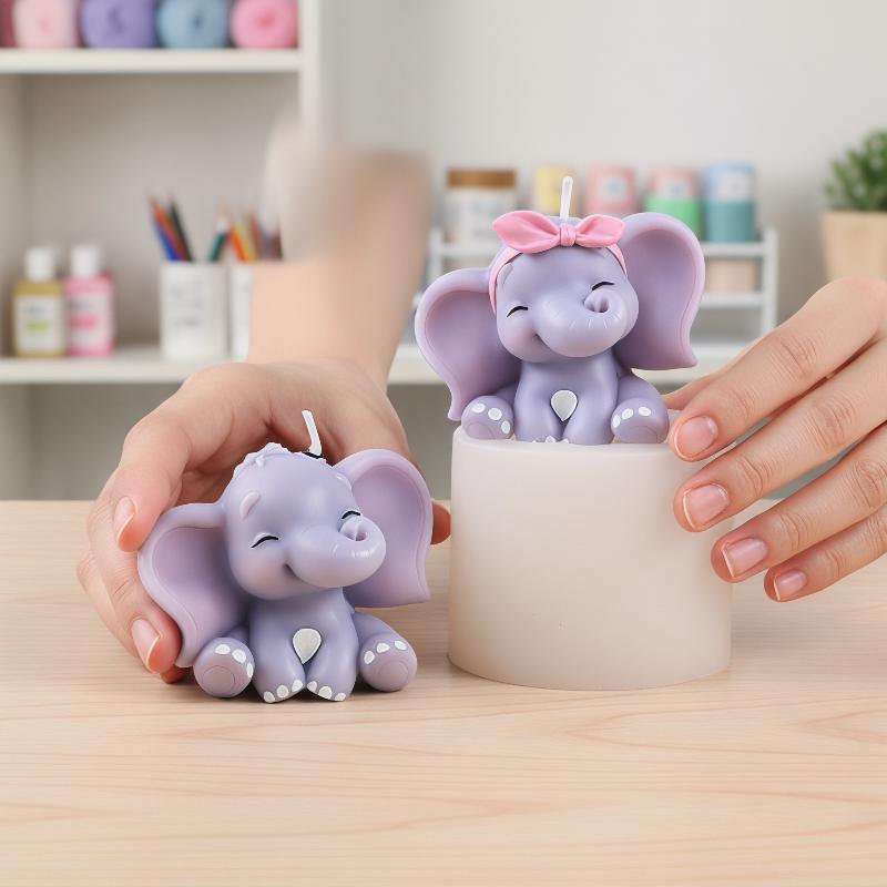 かわいい3D象型シリコンキャンドルモールド、簡単リリース、再 - Soap Making Bar のレビューと価格