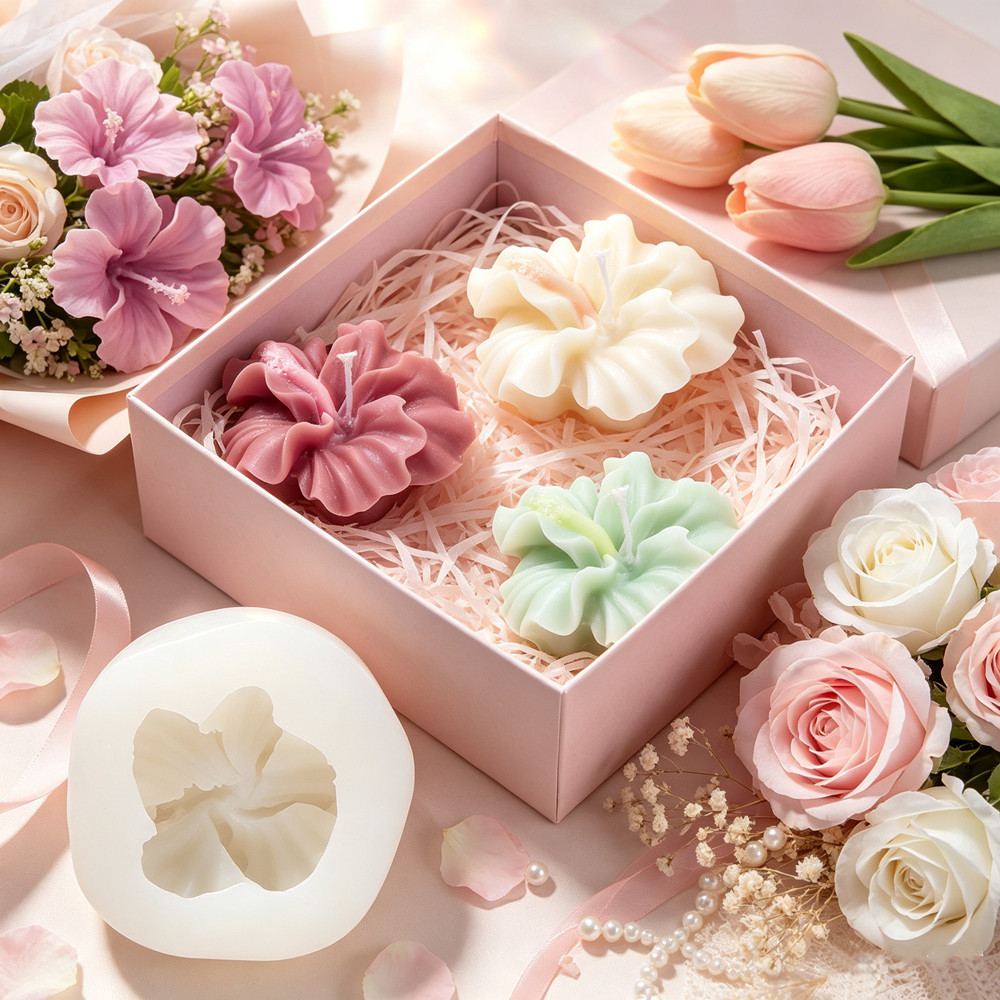 2個入りハイビスカスフラワーキャンドルモールド、ポリマークレ - Soap Making Things のレビューと価格